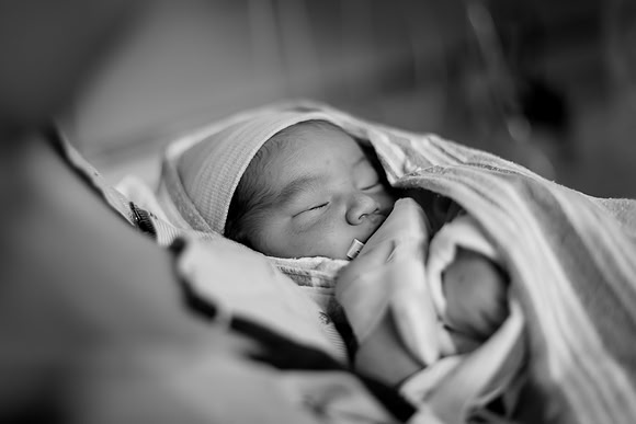 Newborn baby boy portrait in hospital